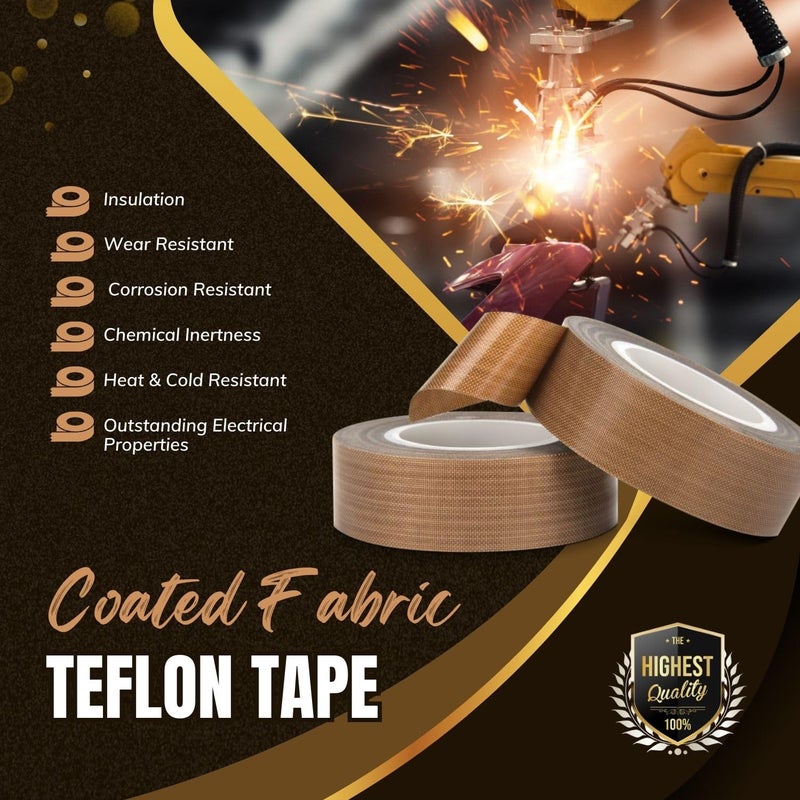 Flexzion High Temp Teflon Tape for Impulse Sealer, Vacuum Sealer, Heat Sealing, Food Packaging & Industrial Use - Teflon Fiberglass PTFE Tape, 20mm x 10m (0.8in x32.8 Ft) - Image 2